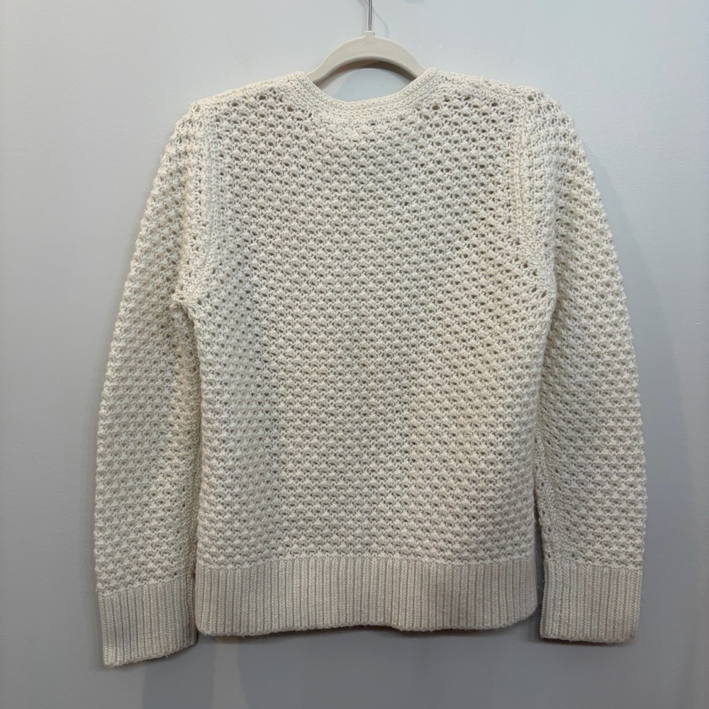 L.L.Bean Angora Wool Blend Popcorn Bobble Knit Cardigan Sweater In Ivory Size M - Picture 6 of 7